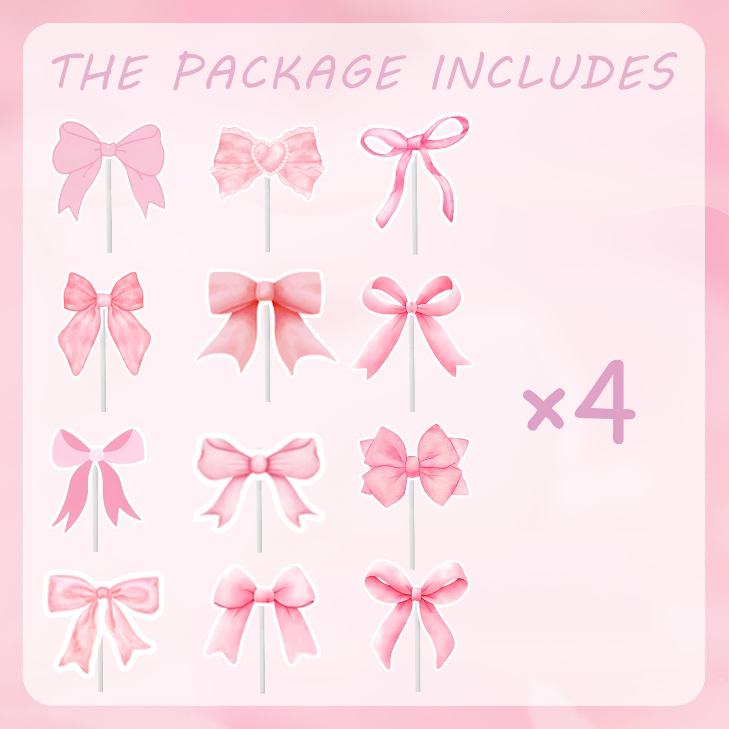 24PCS Coquette Bow Cupcake Toppers – Pink Bow Party Decor | qhqqwzxqc