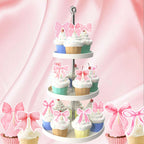24PCS Coquette Bow Cupcake Toppers – Pink Bow Party Decor | qhqqwzxqc