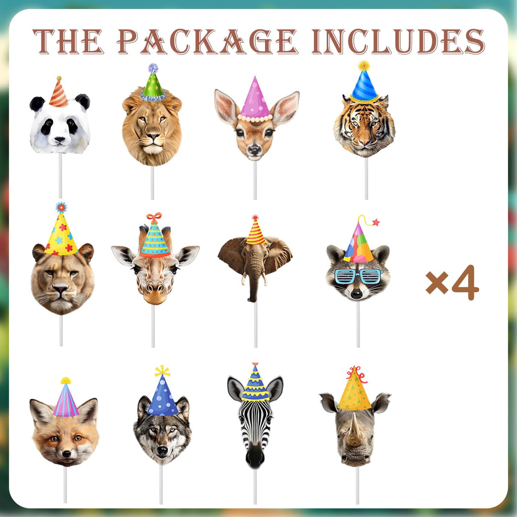 qhqqwzxqc Safari Animals Party Cupcake Toppers – 24Pcs Pre-assembled Jungle Decorations