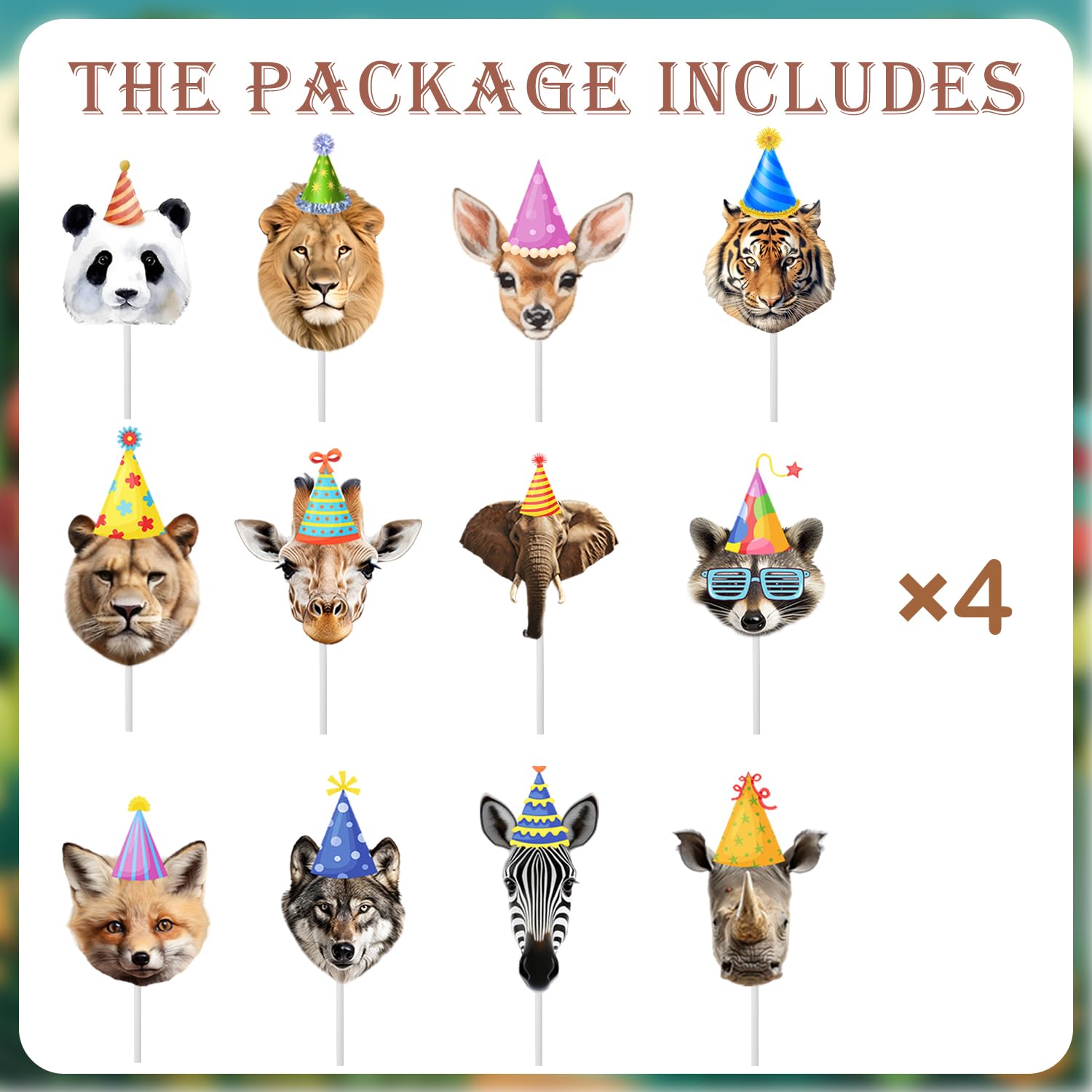qhqqwzxqc Safari Animals Party Cupcake Toppers – 24Pcs Pre-assembled Jungle Decorations