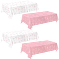 QIYANPAX 4 Pack Pink Bow Tablecloth – 54 x 108 in Coquette Birthday Decor