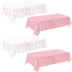 QIYANPAX 4 Pack Pink Bow Tablecloth – 54 x 108 in Coquette Birthday Decor