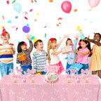 QIYANPAX 4 Pack Pink Bow Tablecloth – 54 x 108 in Coquette Birthday Decor