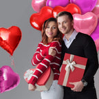 QianYa Heart Balloons 12 Pack – 18-Inch Foil Hearts in Pink, Magenta & Red with Ribbon & Straw
