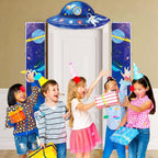 QICI 3-Piece Outer Space Porch Sign Banner — Astronaut Rocket Theme Decor for Classroom, Bedroom, and Party