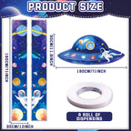 QICI 3-Piece Outer Space Porch Sign Banner — Astronaut Rocket Theme Decor for Classroom, Bedroom, and Party