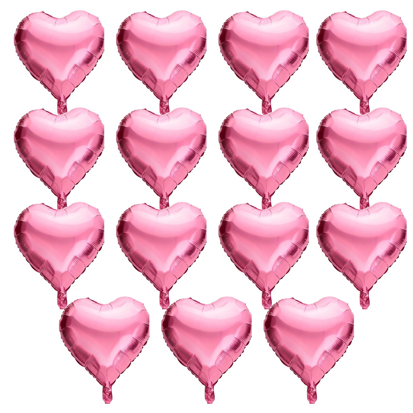 QIHOMPIB 15 Pink Heart Foil Balloons – 18in Valentine’s Day Decorations