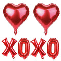 QIHOMPIB 16-Inch Red XOXO Letter Balloons & Red Heart Foil Balloons for Valentines Decor