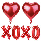QIHOMPIB 16-Inch Red XOXO Letter Balloons & Red Heart Foil Balloons for Valentines Decor
