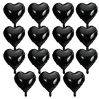 QIHOMPIB 15-Piece Black Heart Foil Balloons, 18-Inch — Valentine Decor