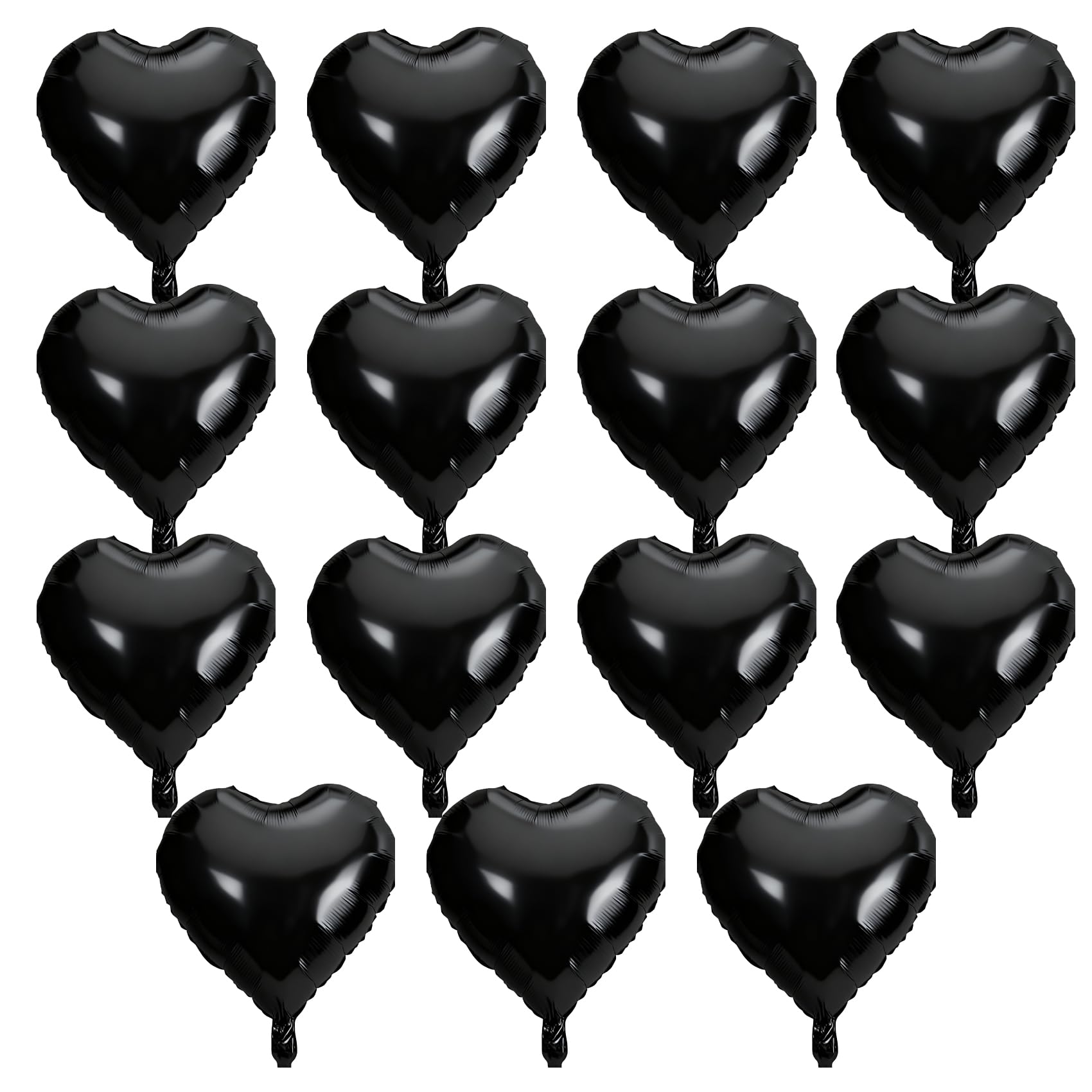 QIHOMPIB 15-Piece Black Heart Foil Balloons, 18-Inch — Valentine Decor