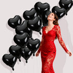 QIHOMPIB 15-Piece Black Heart Foil Balloons, 18-Inch — Valentine Decor