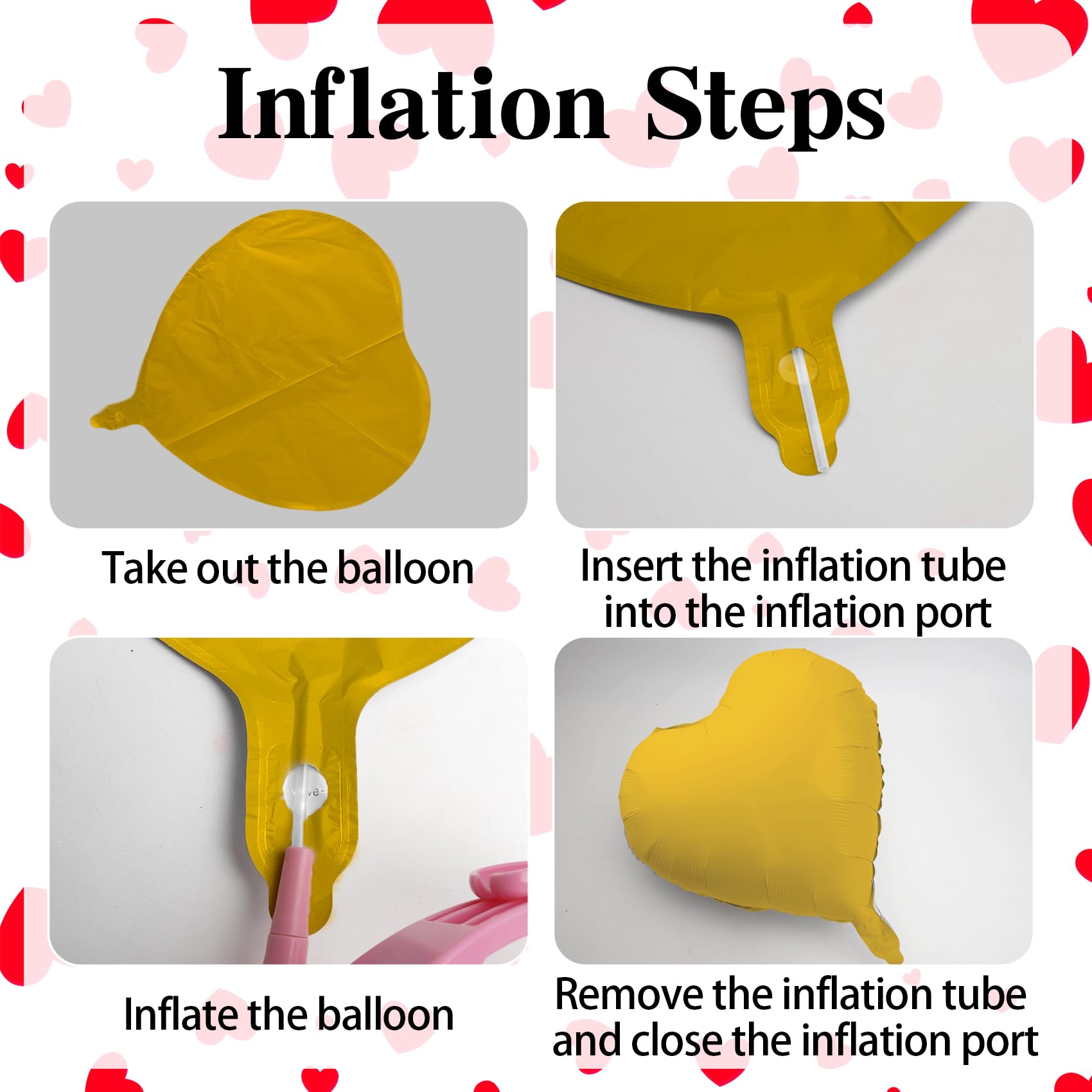 QIHOMPIB 15 Pcs Gold Heart Balloons – 18-Inch Foil Hearts for Valentines & Occasions