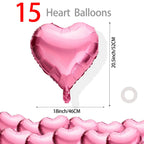 QIHOMPIB 15 Pink Heart Foil Balloons – 18in Valentine’s Day Decorations