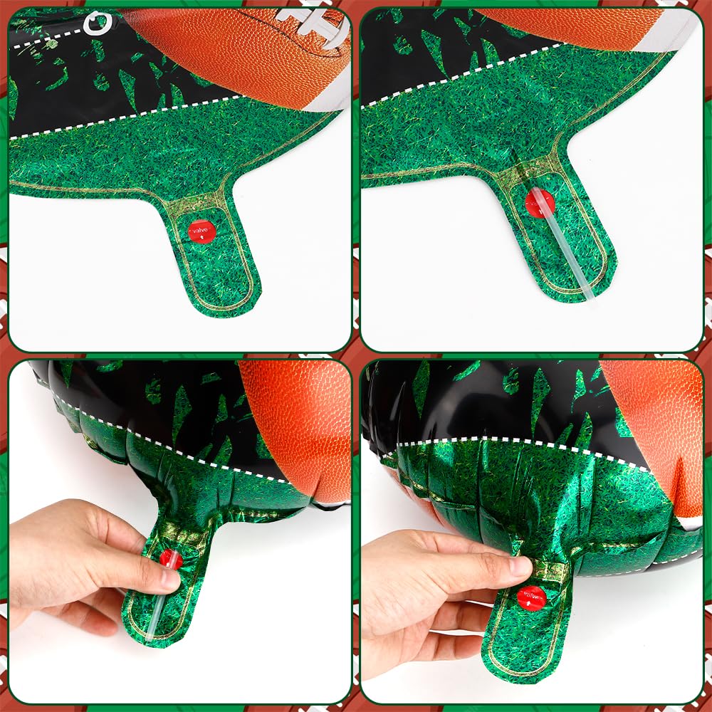 QIHOMPIB 12 Pcs Football Foil Balloons – 2 Styles for Parties, Tailgates & Stadium Decor