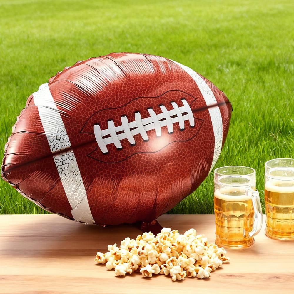 QIHOMPIB 12 Pcs Football Foil Balloons – 2 Styles for Parties, Tailgates & Stadium Decor