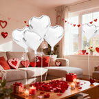 QIHOMPIB 15 PCS White Heart Balloons – 18 in Foil Valentines Decorations
