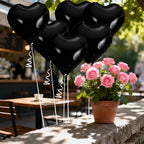 QIHOMPIB 15-Piece Black Heart Foil Balloons, 18-Inch — Valentine Decor