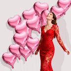 QIHOMPIB 15 Pink Heart Foil Balloons – 18in Valentine’s Day Decorations