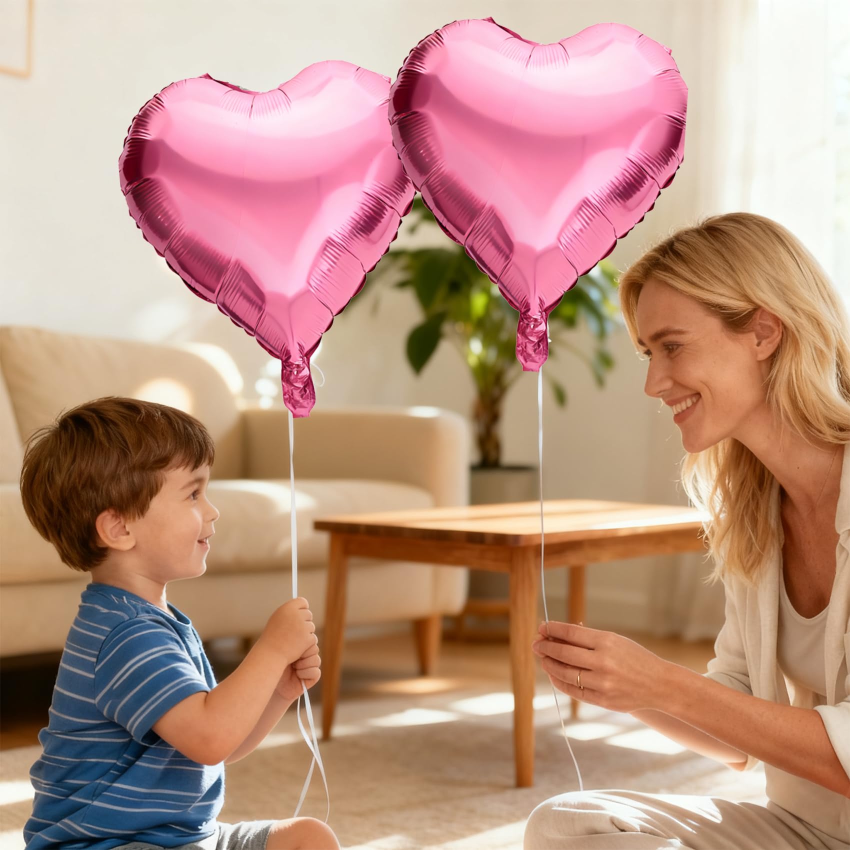 QIHOMPIB 15 Pink Heart Foil Balloons – 18in Valentine’s Day Decorations