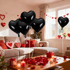 QIHOMPIB 15-Piece Black Heart Foil Balloons, 18-Inch — Valentine Decor