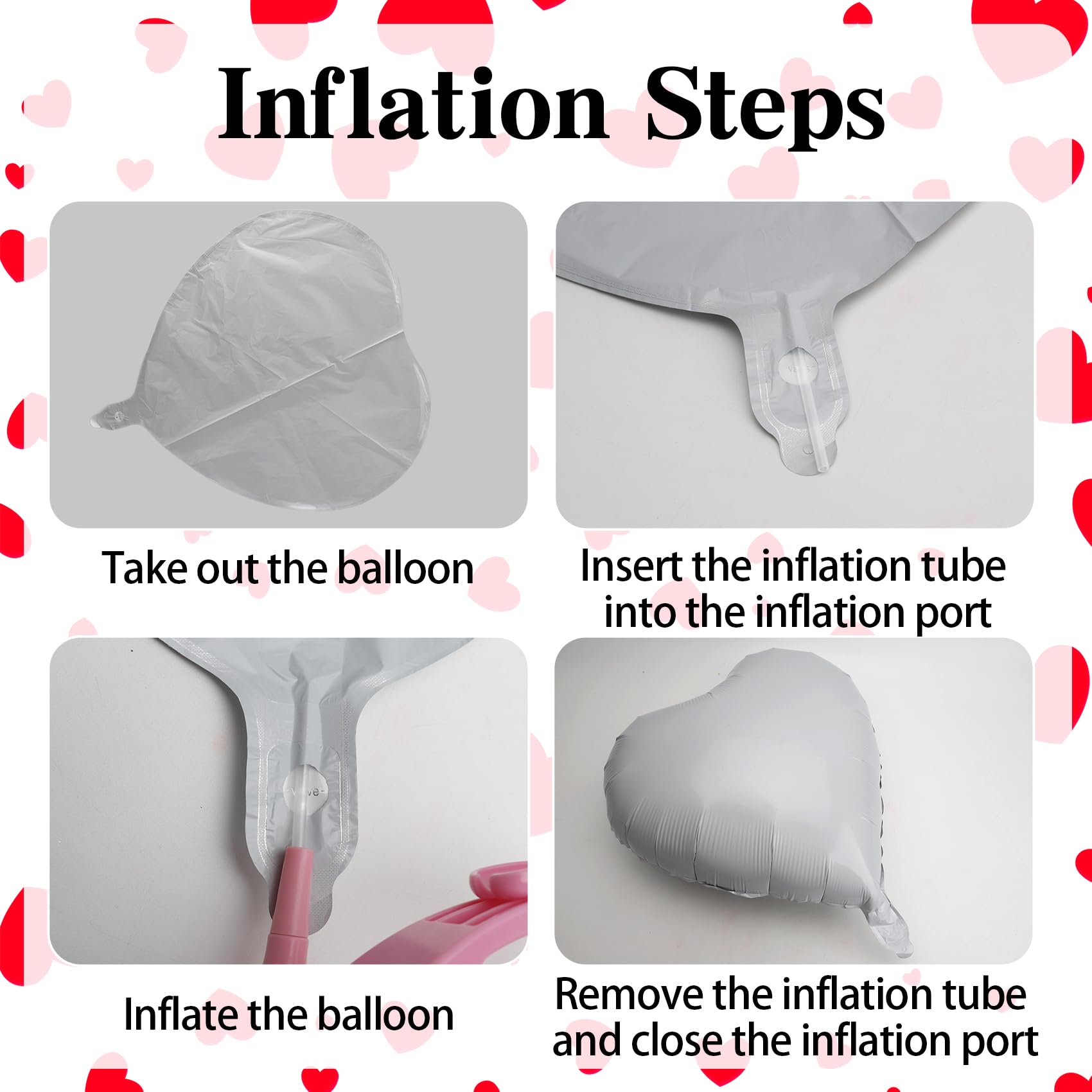 QIHOMPIB 15 PCS White Heart Balloons – 18 in Foil Valentines Decorations