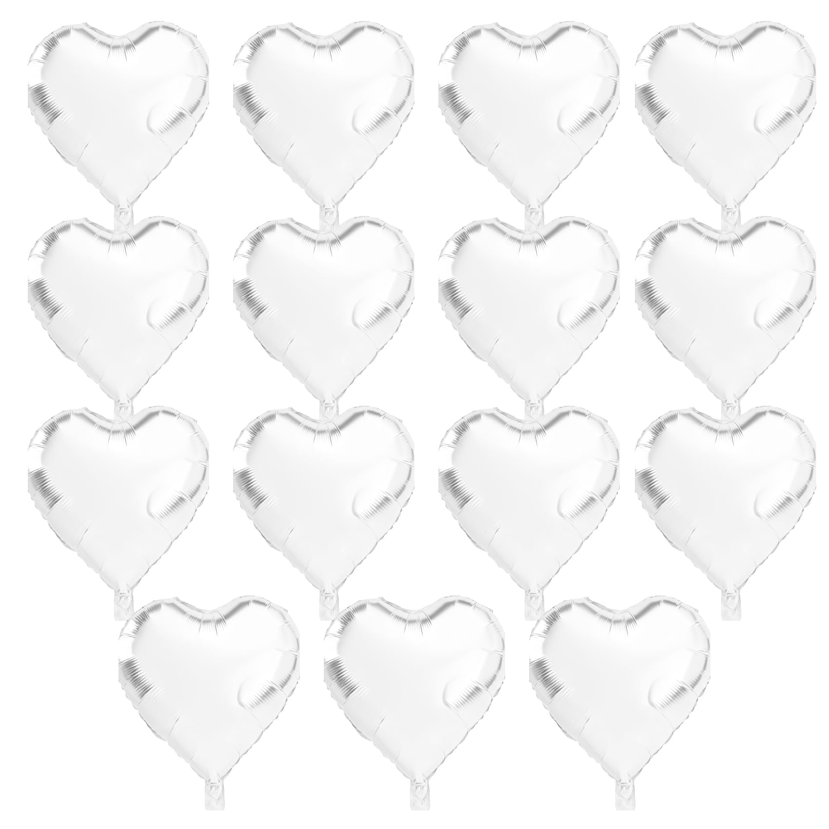 QIHOMPIB 15 PCS White Heart Balloons – 18 in Foil Valentines Decorations
