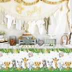 QIYANPAX 4 Pack Jungle Safari Tablecloths – Sage Green 54×108 in