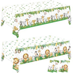 QIYANPAX 4 Pack Jungle Safari Tablecloths – Sage Green 54×108 in