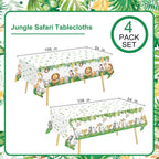 QIYANPAX 4 Pack Jungle Safari Tablecloths – Sage Green 54×108 in