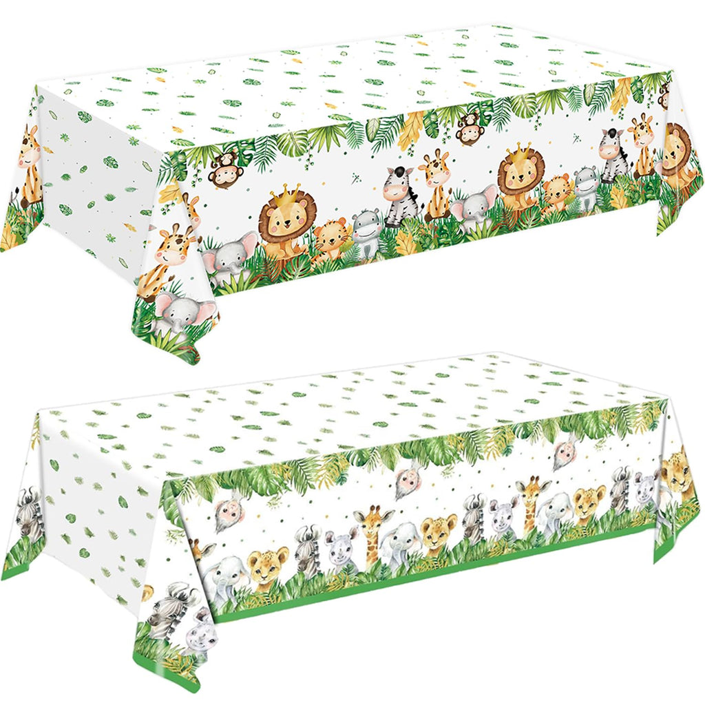QIYANPAX 4 Pack Jungle Safari Tablecloths – Sage Green 54×108 in