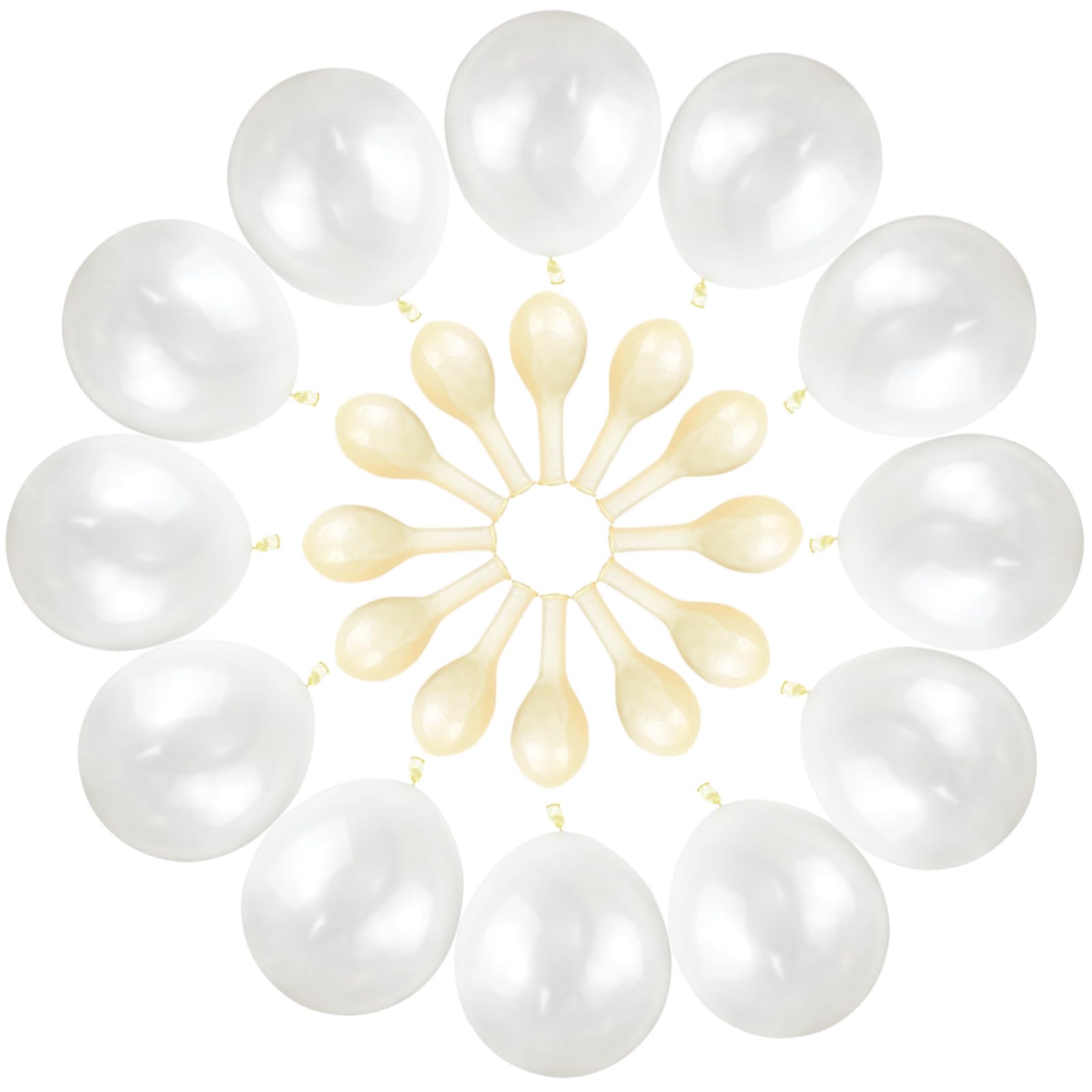QIKOOLAA 120 Pack Pearl White Balloons – Bright 12in Royal White Latex for Birthday, Wedding & Baby Shower