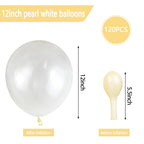 QIKOOLAA 120 Pack Pearl White Balloons – Bright 12in Royal White Latex for Birthday, Wedding & Baby Shower