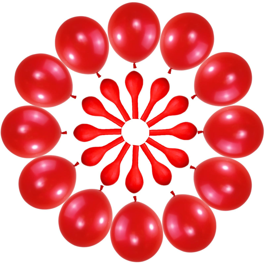 QIKOOLAA 120 Pack Pearl Red Balloons – 12 Inch Royal Red Latex Party Balloons