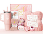 Qinline Birthday Gifts for Women – Spa Kit, Get Well Soon Gift Basket, Rose Relaxation Set with 40 oz Tumbler