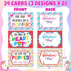 Qinline 24 Pack Unicorn Pop Fidget Toys with Gift Cards – Easter Kids Party Favors