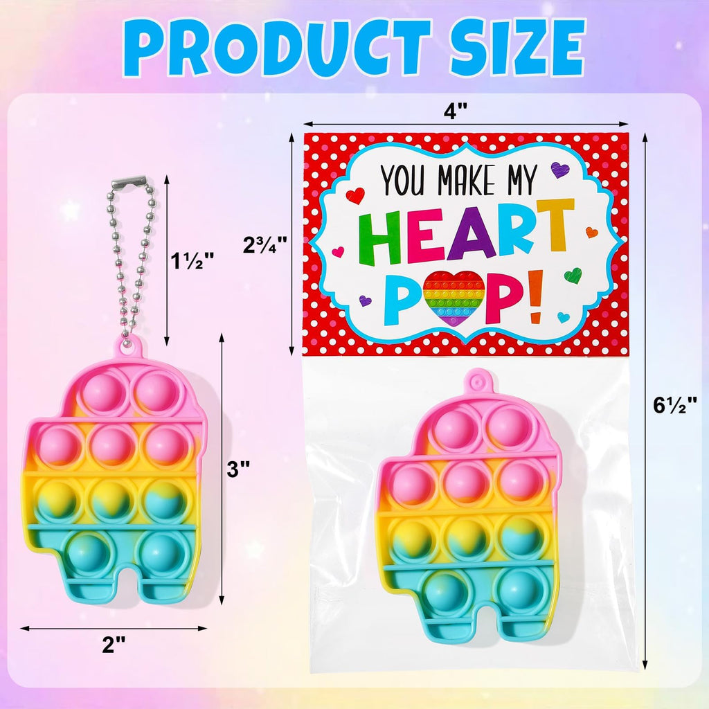 Qinline 24 Pack Unicorn Pop Fidget Toys with Gift Cards – Easter Kids Party Favors