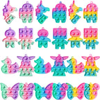 Qinline 24 Pack Unicorn Pop Fidget Toys with Gift Cards – Easter Kids Party Favors