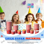 Qinyoung 24-Pack 8 oz Paw Print Ice Cream Cups with Lids – Red Dog Party Bowls