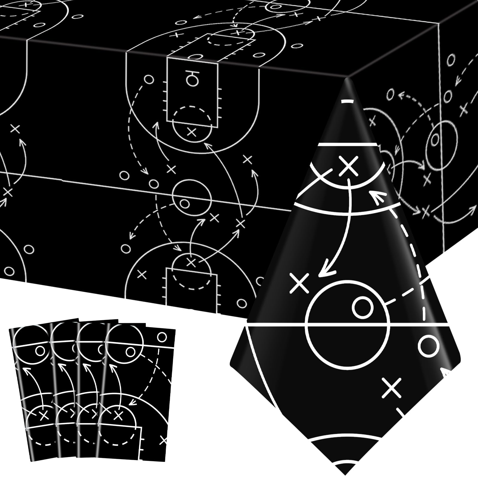 Qinyoung 4-Piece Basketball Tablecloth Set | Disposable PVC Covers 108 x 54 in
