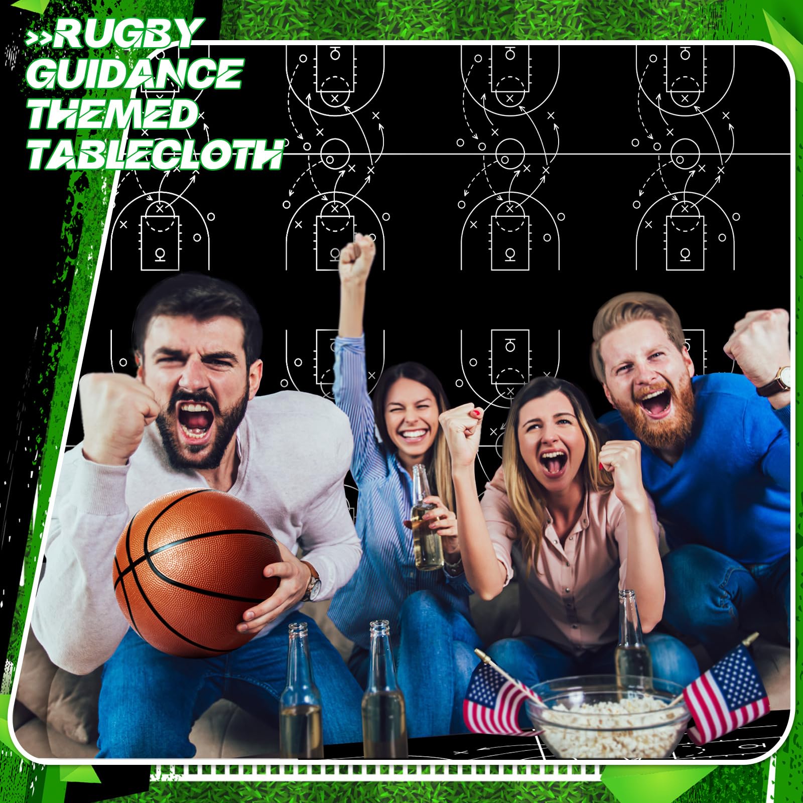 Qinyoung 4-Piece Basketball Tablecloth Set | Disposable PVC Covers 108 x 54 in