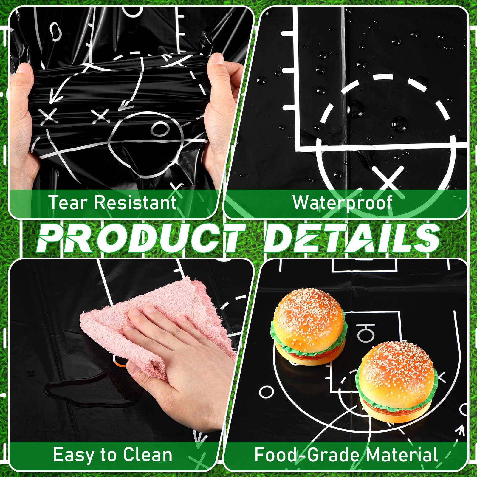 Qinyoung 4-Piece Basketball Tablecloth Set | Disposable PVC Covers 108 x 54 in
