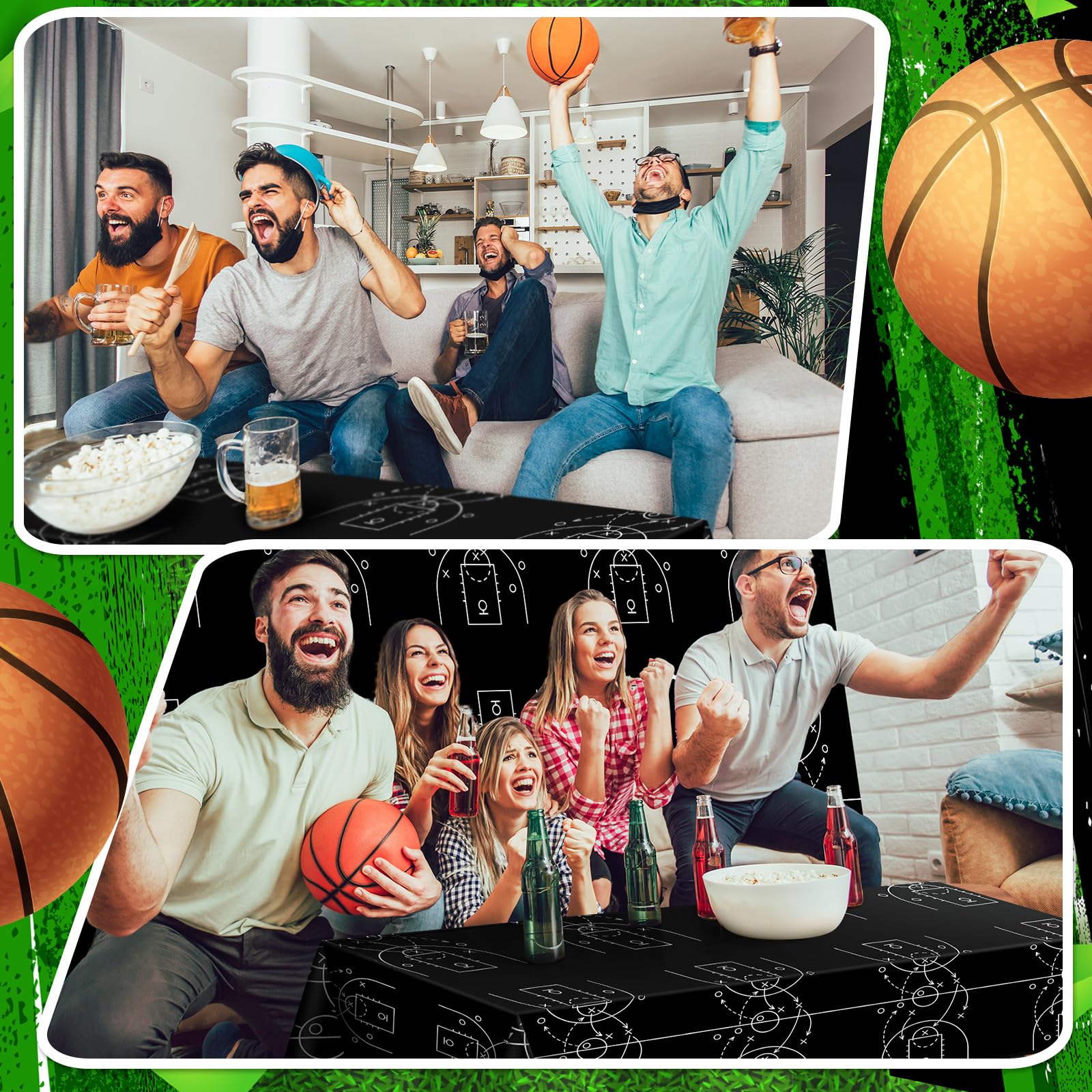 Qinyoung 4-Piece Basketball Tablecloth Set | Disposable PVC Covers 108 x 54 in