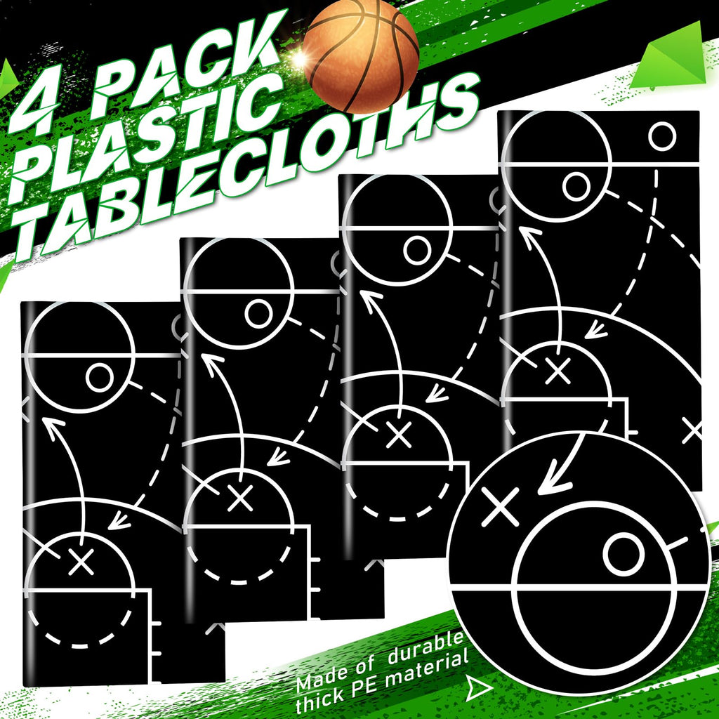 Qinyoung 4-Piece Basketball Tablecloth Set | Disposable PVC Covers 108 x 54 in