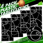 Qinyoung 4-Piece Basketball Tablecloth Set | Disposable PVC Covers 108 x 54 in
