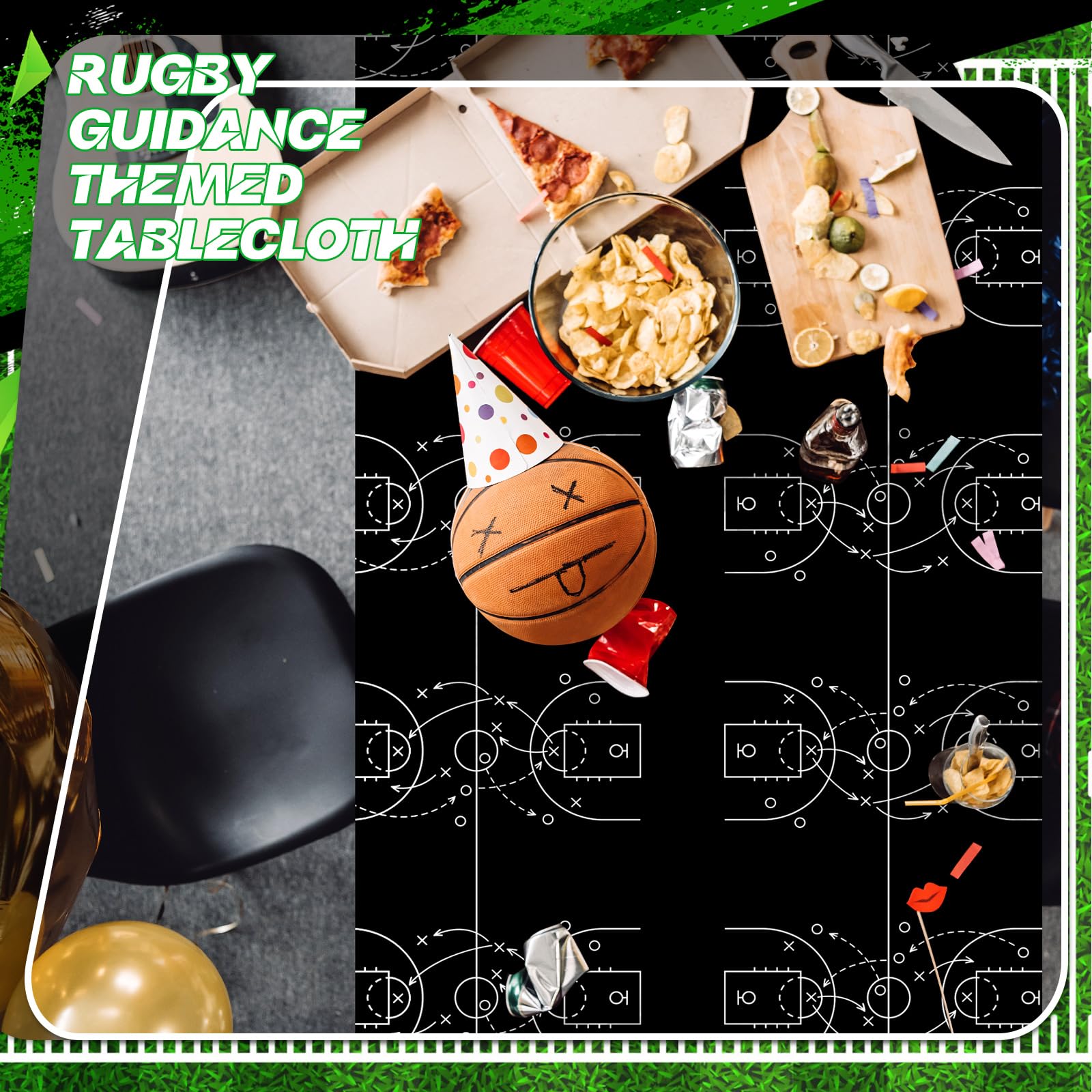 Qinyoung 4-Piece Basketball Tablecloth Set | Disposable PVC Covers 108 x 54 in