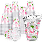 Qinyoung Masters Golf Party Cups 50-Pack | 12oz Pink Clear Disposable Cups