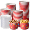 Qinyoung 24-Pack 8 oz Paw Print Ice Cream Cups with Lids – Red Dog Party Bowls