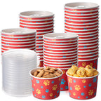 Qinyoung 24-Pack 8 oz Paw Print Ice Cream Cups with Lids – Red Dog Party Bowls
