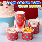 Qinyoung 24-Pack 8 oz Paw Print Ice Cream Cups with Lids – Red Dog Party Bowls